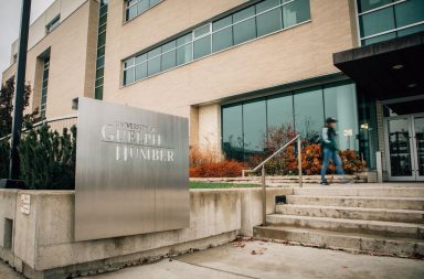 The entrance to the University of Guelph-Humber is pictured on fall day