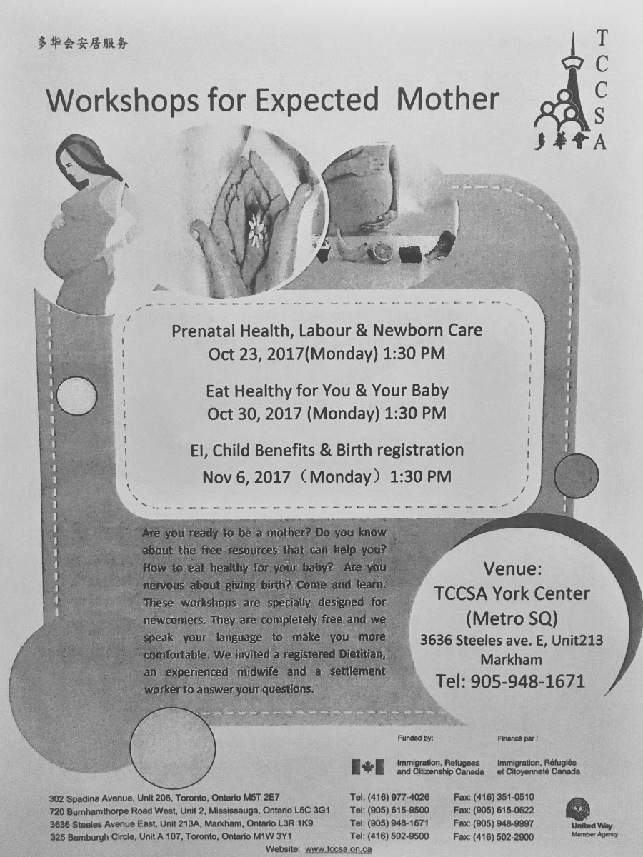Form from TCCSA about workshops for expected mothers