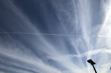 Featured image: Sky filled with chemtrails